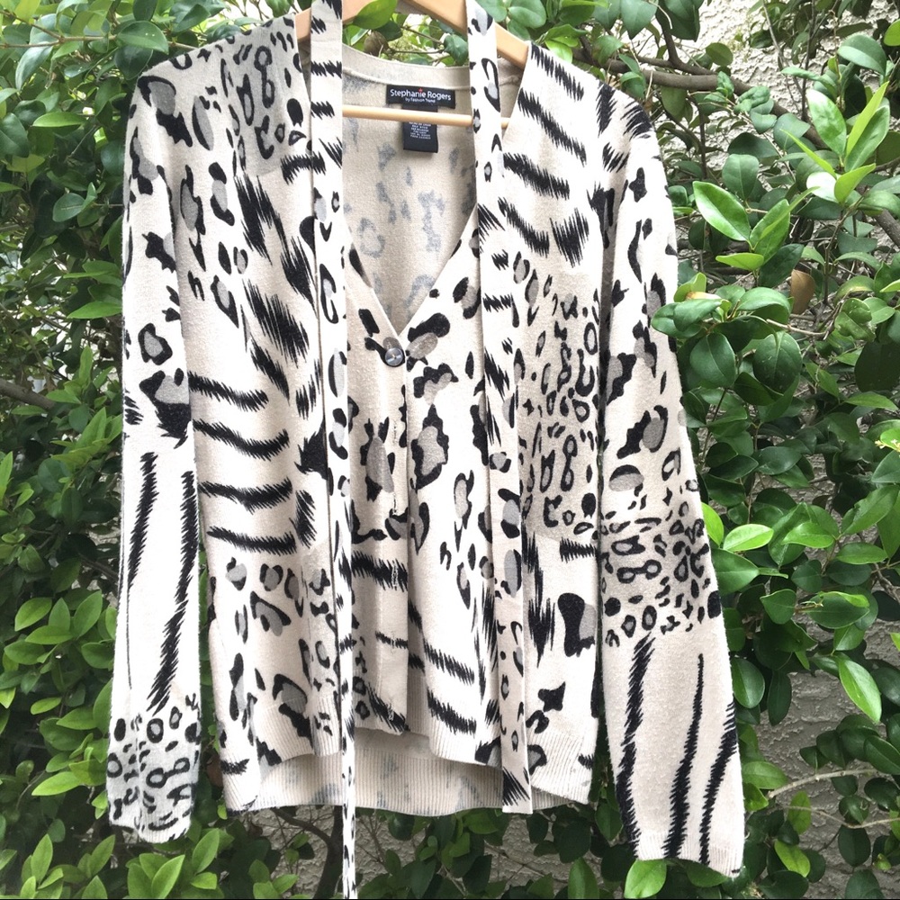 Stephanie Rogers animal print cardigan sweater